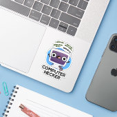 Computer Hecker Funny Hacker Pun Sticker (Laptop met iPhone)