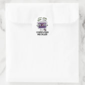 Computer Heckler Funny Hacker Pun Ronde Sticker (Tas)