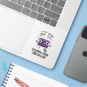 Computer Heckler Funny Hacker Pun Sticker (Laptop met iPhone)