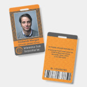 Computer IT Medewerker Aangepaste foto bar code lo Badge (Voor- en achterkant)