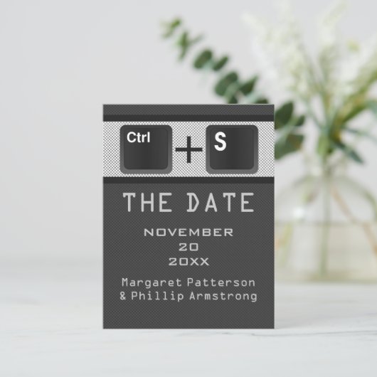 Computer Key Control Save the Date Briefkaart, Gre Aankondigingskaart (Staand voorkant)