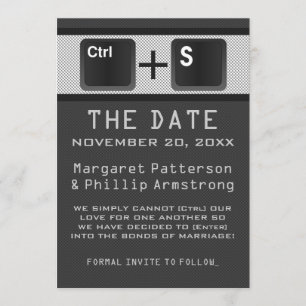 Computer Key Control Save the Date, Grey Save The Date