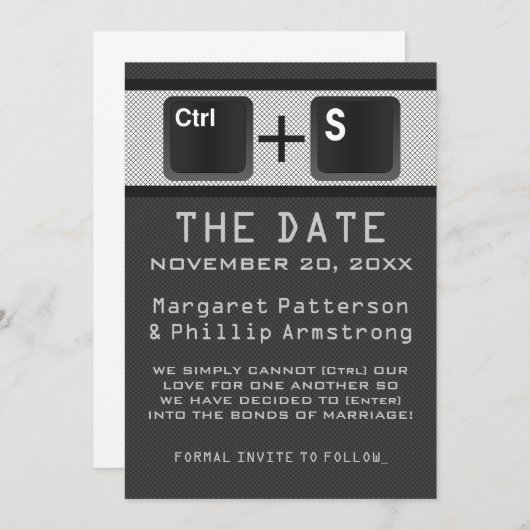 Computer Key Control Save the Date, Grey Save The Date (Voorkant / Achterkant)