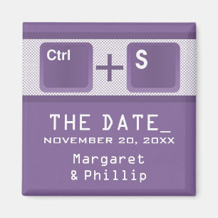 Computer Key Control Save the Date Magnet, Paars Magneet