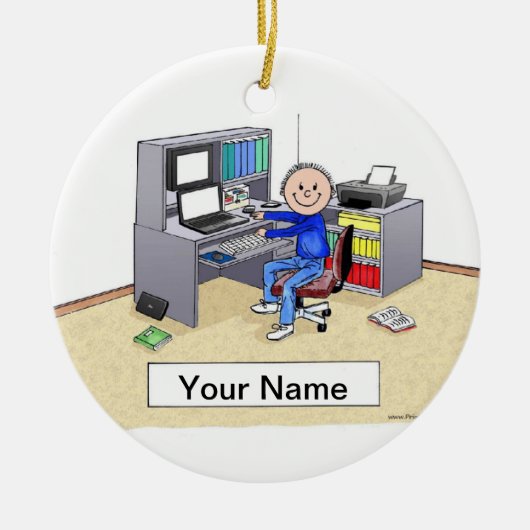 Computer Lover - Mannelijk Keramisch Ornament (Voorkant)