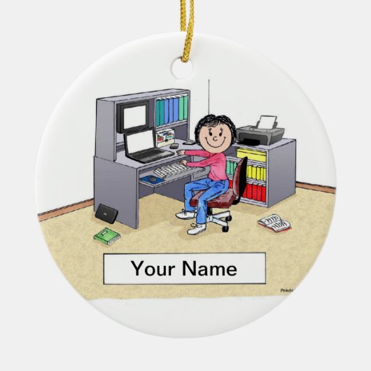 Computer Lover - Vrouw Keramisch Ornament (Voorkant)