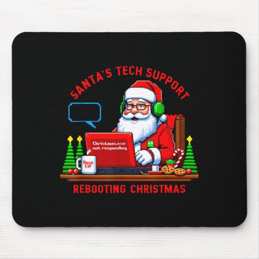Computer Meme Funny Santa's Tech Suprt Rebooting C Muismat (Voorkant)