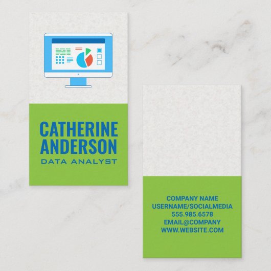Computer met grafieken | informatieanalist visitekaartje (Voorkant / Achterkant)