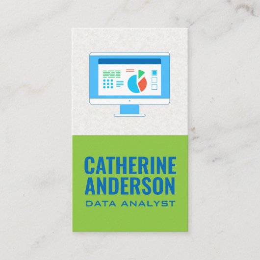 Computer met grafieken | informatieanalist visitekaartje (Voorkant)