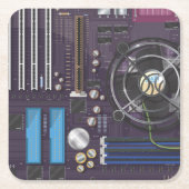 Computer Motherboard CPU Vierkante Kartonnen Onderzetter (Voorkant)