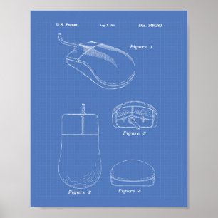 Computer Mouse 1994 Patent Art Blueprint Poster