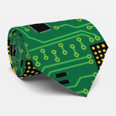 Computer Nerd Circuit Board CPU Stropdas (Opgerold)