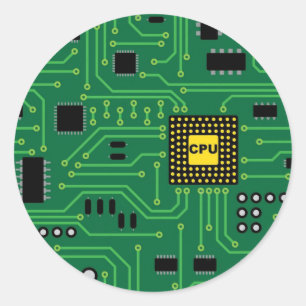 Computer Nerd Circuit Board                   CPUI Ronde Sticker