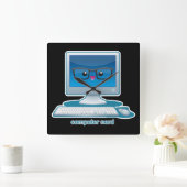 Computer Nerd Vierkante Klok (Huis)