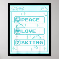Computer nerd vrede liefde skiën liefhebber ski li