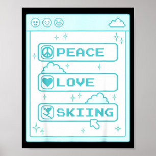 Computer nerd vrede liefde skiën liefhebber ski li poster