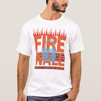 Computer netwerkfirewalls in grafische vorm t-shirt