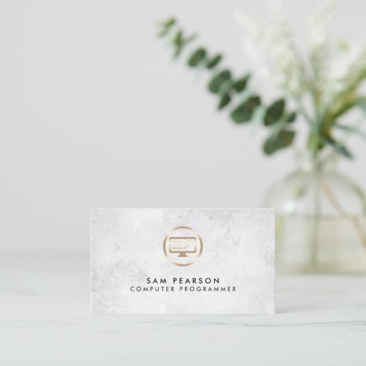 Computer Programmer ComputerCode Icon BusinessCard Visitekaartje (Staand voorkant)