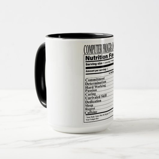 Computer Programmer Nutrition Facts Mok (Voorkant links)