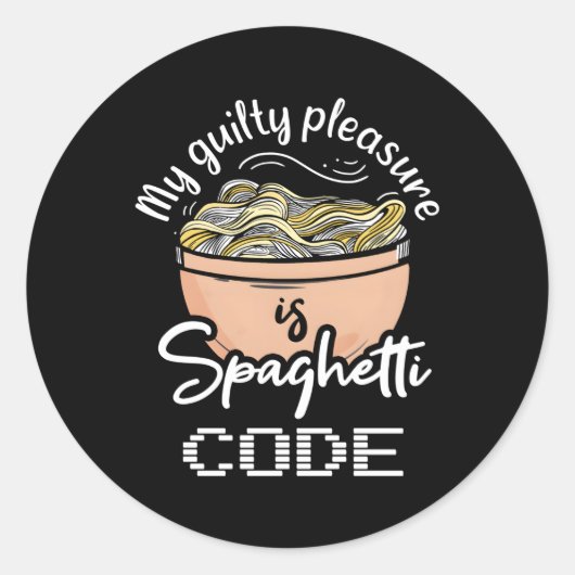 Computer Programmering Spaghetti Code Programmeur Ronde Sticker (Voorkant)