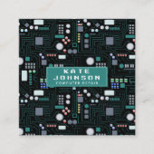 Computer Repair Circuit Board QR Code Vierkante Visitekaartje (Voorkant)