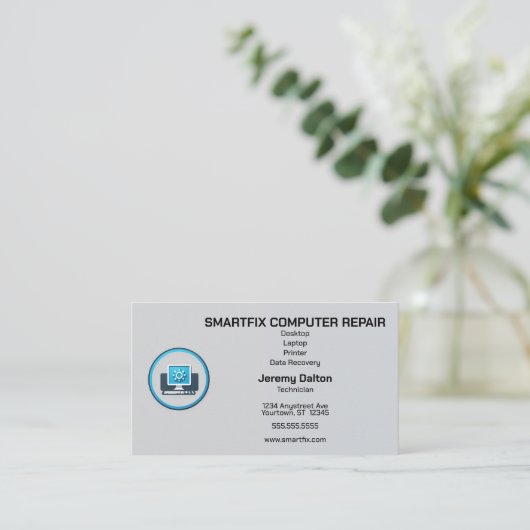 Computer Repair Data Recovery Computer Builder Visitekaartje (Staand voorkant)