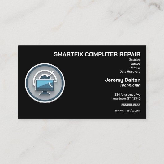 Computer Repair Data Recovery Computer Builder Visitekaartje (Voorkant)