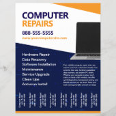 Computer Repairs with Tear Offs Flyer Template (Voorkant)