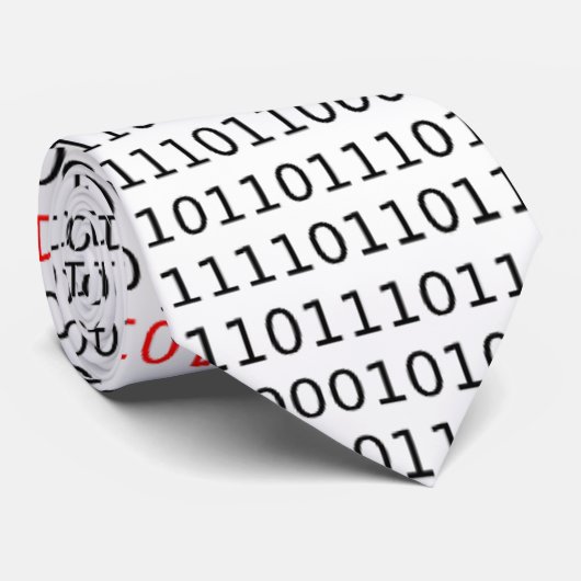 Computer Science Binary (Black and Red) Stropdas (Opgerold)