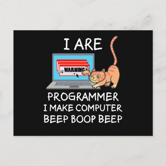 Computer Science IT Computer Cat Funny Gezegde Gif Briefkaart (Voorkant)
