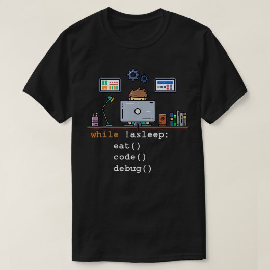 Computer Science Python Programmer Eat Code Debug T-shirt (Design voorkant)