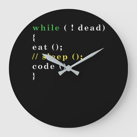Computer Science Python Programmer Eat Code Slaap Grote Klok (Voorkant)