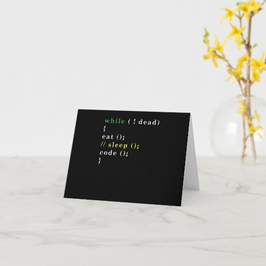 Computer Science Python Programmer Eat Code Slaap Kaart (Gele Bloem)