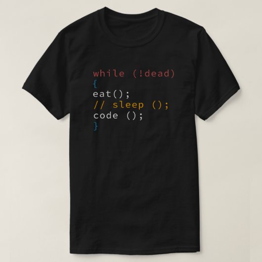 Computer Science Python Programmer Eat Code Slaap T-shirt (Design voorkant)