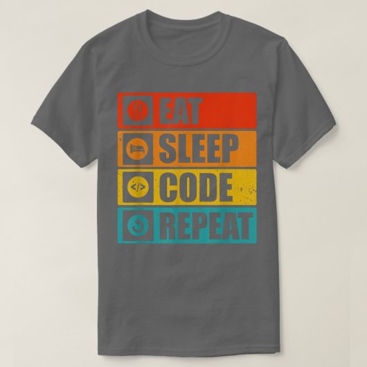 Computer Science Shirten Eat Sleep Code Repo Prog T-shirt (Design voorkant)