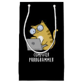 Computer Spint-grammer Funny Cat Pun Dark BG Klein Cadeauzakje (Voorkant)