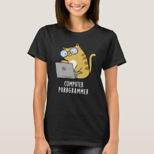 Computer Spint-grammer Funny Cat Pun Dark BG T-shirt