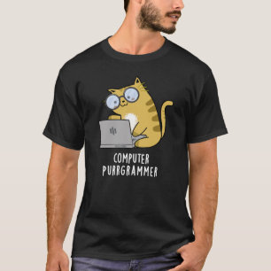 Computer Spint-grammer Funny Cat Pun Dark BG T-shirt