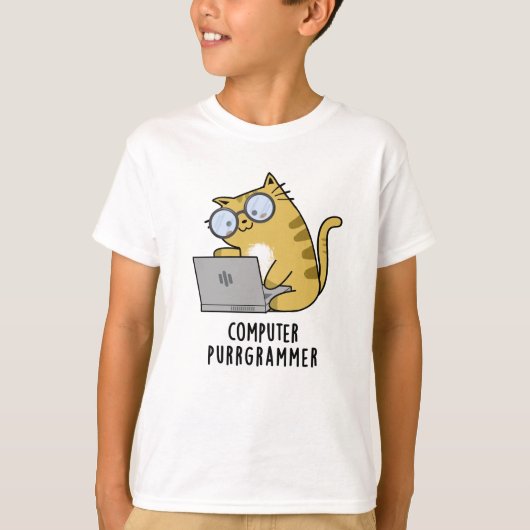 Computer Spint-grammer Funny Cat Pun T-shirt (Voorkant)
