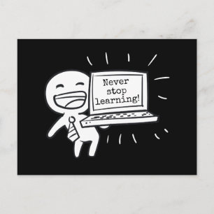 Computer Student houdt nooit op met leren Briefkaart