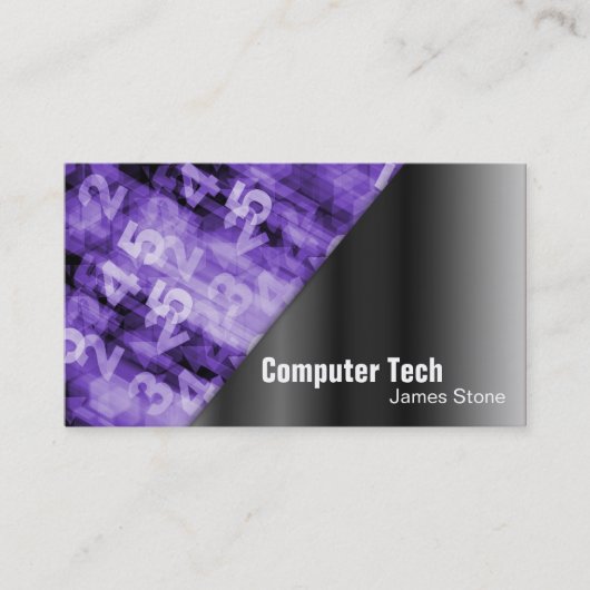 Computer Tech Visitekaartje Black & Paarse nummers (Voorkant)