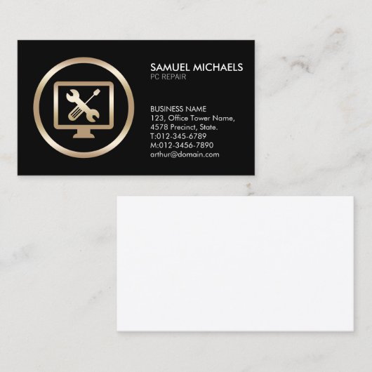 Computer Tools Icon PC Repair Business Card Visitekaartje (Voorkant / Achterkant)