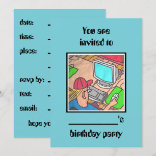#computer verjaardagsfeest invite door dalDesignNZ Kaart