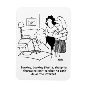 Computeranalfabeet man op computer magneet