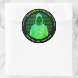 Computerbeveiliging - Hooded Hacker - Aangepaste f Ronde Sticker