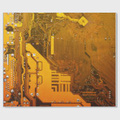 computerchip met gele elektronische schakeling cadeaupapier (Vlak)