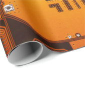 computerchip met gele elektronische schakeling cadeaupapier (Rol Hoek)