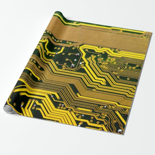 computercircuit-boardtelecommunicatie, abstract,a cadeaupapier (Uitgerold)