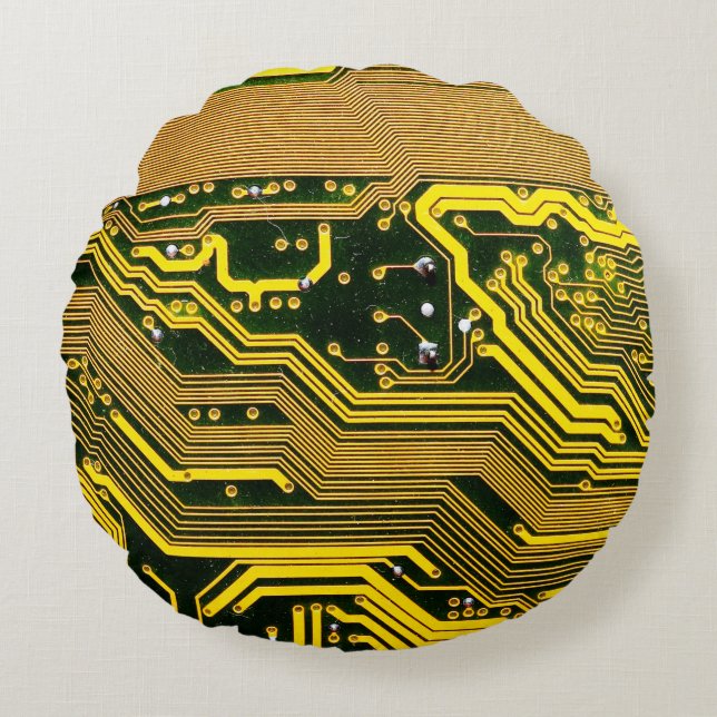 computercircuit-boardtelecommunicatie, abstract,a rond kussen (Voorkant)