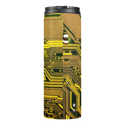 computercircuit-boardtelecommunicatie, abstract,a thermosbeker (Achterkant)